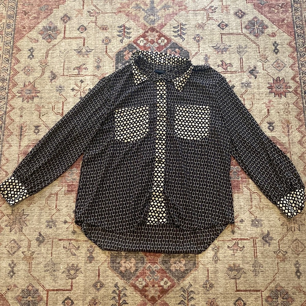 Black patterned button down